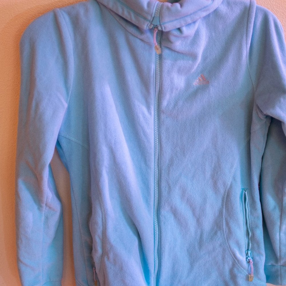 Adidas light blue full zip fleece